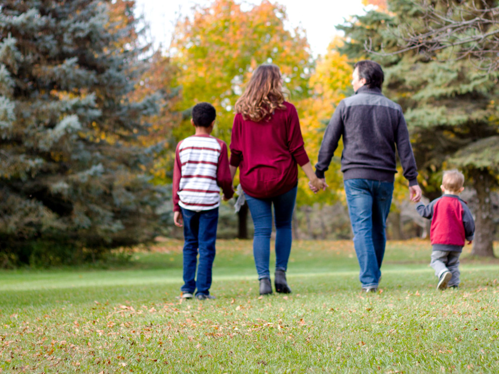 family walking